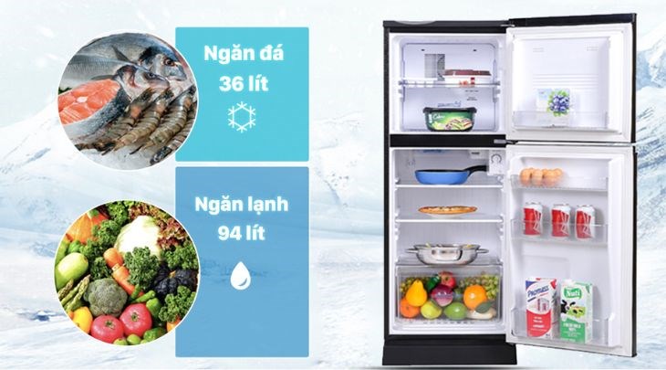 Tủ lạnh Aqua 130 lít AQR-T150FA(BS) có dung tích 130 lít, thích hợp cho sinh viên từ 1 - 2 người sử dụng