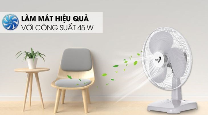 Quạt bàn Asia B16001-XV1 cho làn gió mạnh, phù hợp với diện tích phòng 10 - 15m2