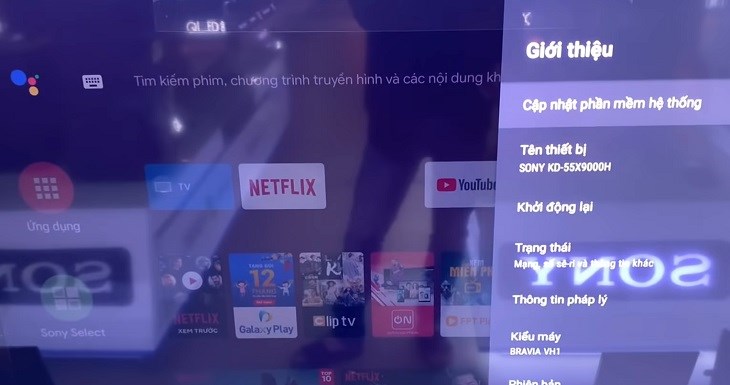 Cách xem thông tin về loại tivi trên tivi Sony