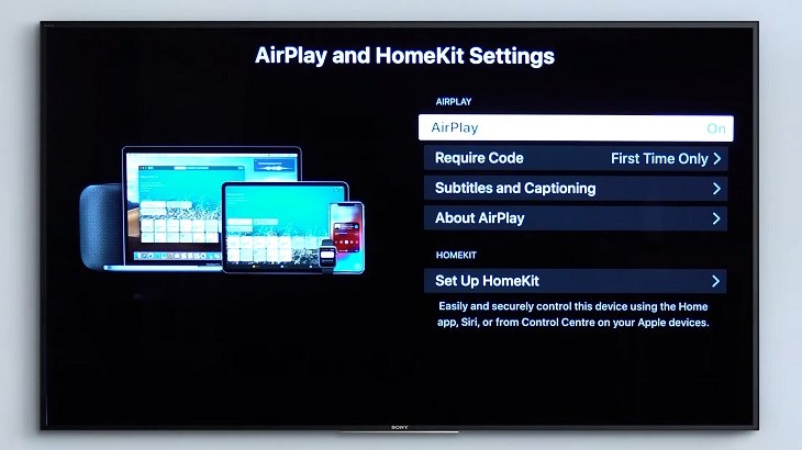 Kích hoạt AirPlay 2 tại mục AirPlay & HomeKit settings