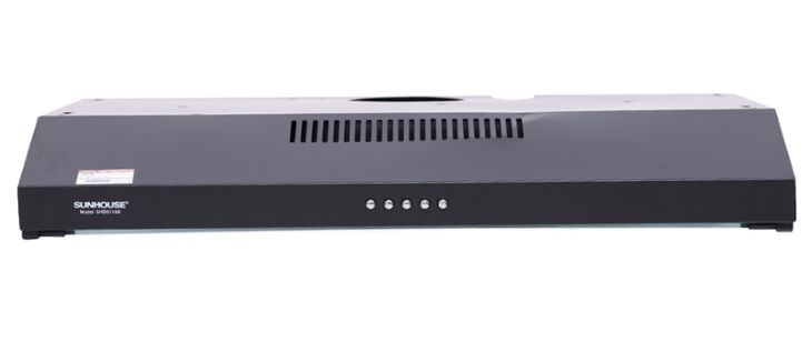 Máy hút mùi âm tủ Sunhouse SHB6118B có màu đen sang trọng, vỏ máy bằng thép không gỉ sáng đẹp