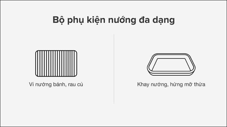 Lò nướng âm Teka HSB 635 70 lít được trang bị vỉ nướng và khay nướng đi kèm hỗ trợ việc nấu nướng