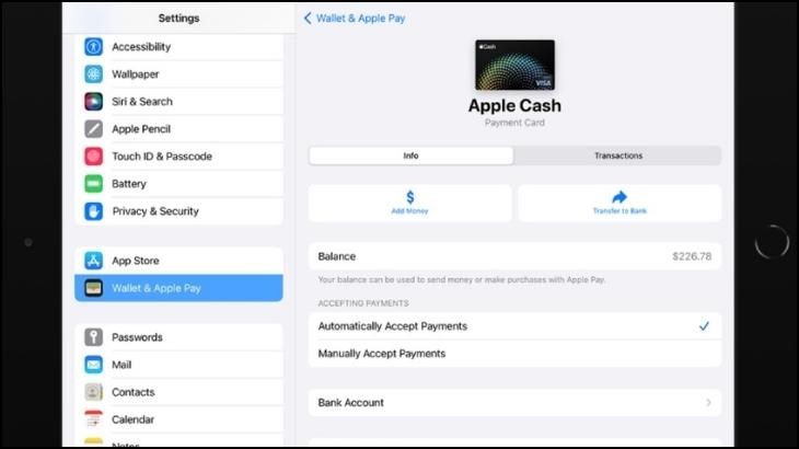 Mở ứng dụng Ví & Apple Pay trên iPad