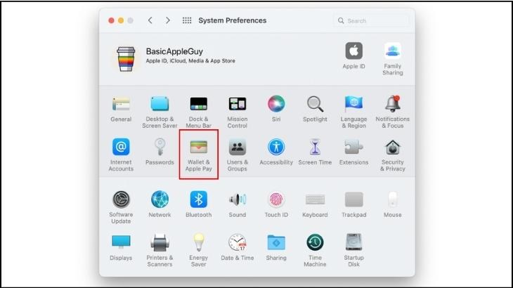 Mở Wallet & Apple Pay bằng System Preferences (Tùy chỉnh hệ thống)