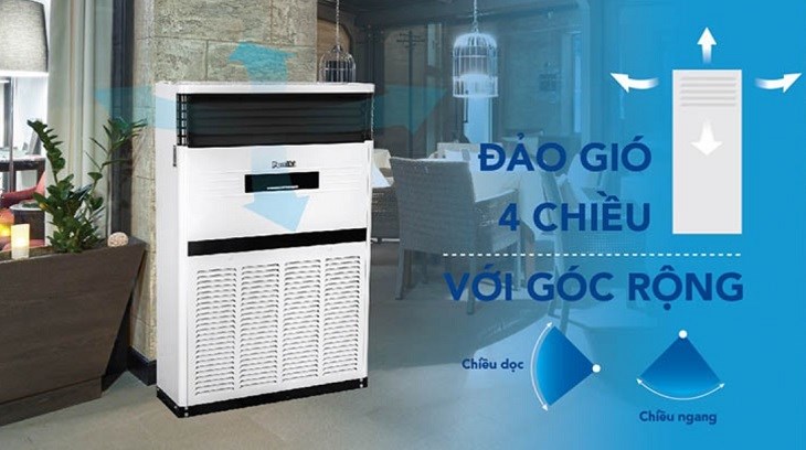 Điều hòa tủ đứng Funiki FC100MMC1 1 chiều có thể thổi gió 4 chiều giúp người dùng cảm nhận bầu không khí được làm mát nhanh chóng