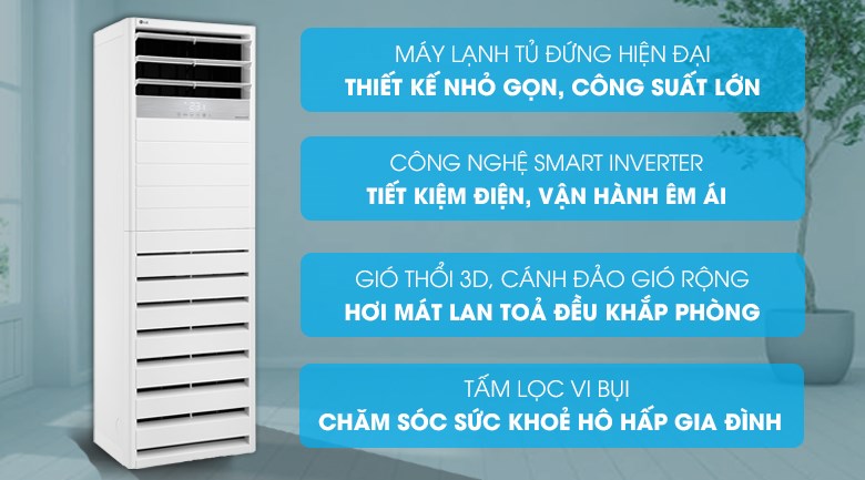 Máy lạnh tủ đứng Daikin trang bị tấm lọc vi bụi giúp chăm sóc sức khỏe hô hấp của gia đình