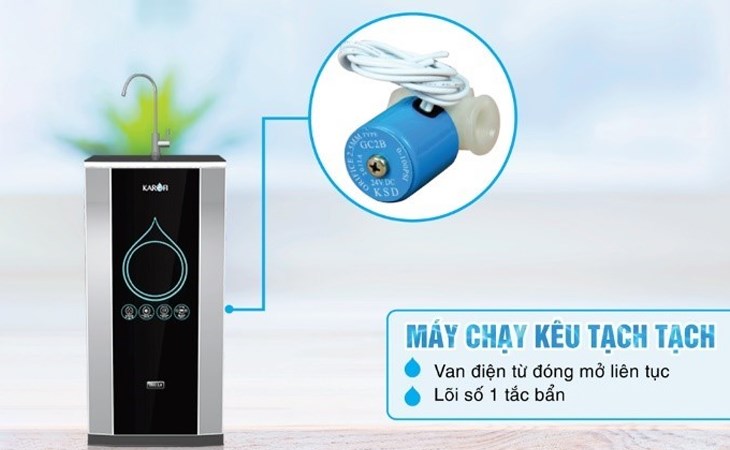 Máy lọc nước bị lỗi kêu tạch tạch có thể đến từ nguyên nhân van đóng mở liên tục hoặc lõi số 1 bị tắc do cặn bẩn tích tụ lâu ngày