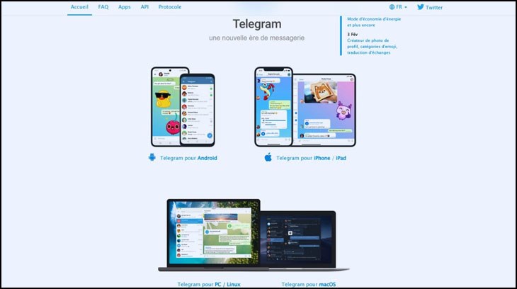 Truy cập vào website của Telegram