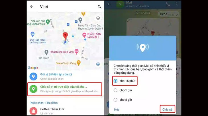 Chia sẻ vị trí trực tiếp