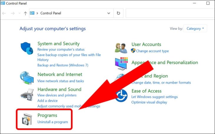 Bạn chọn Uninstall a program trong Control Panel Bạn chọn Uninstall a program trong Control Panel