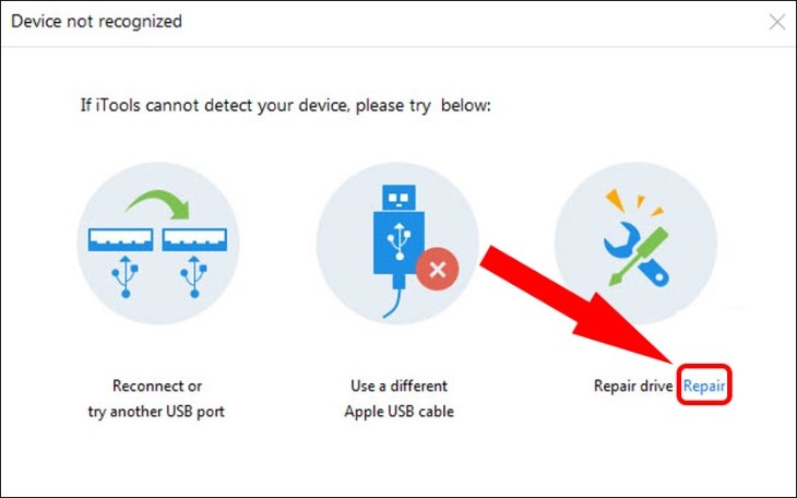 Bạn nhấn vào Repair driver Bạn nhấn vào Repair driver