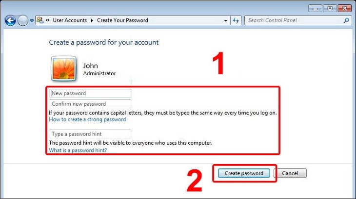Bạn nhập mật khẩu muốn cài đặt vào