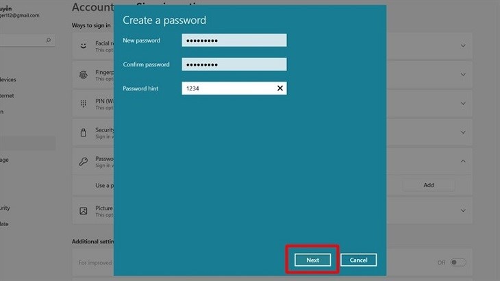 Bạn điền mật khẩu mới và xác nhận lại mật khẩu mới