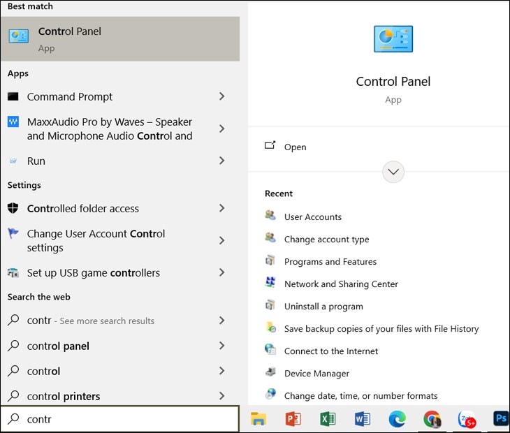 Bạn mở Control Panel