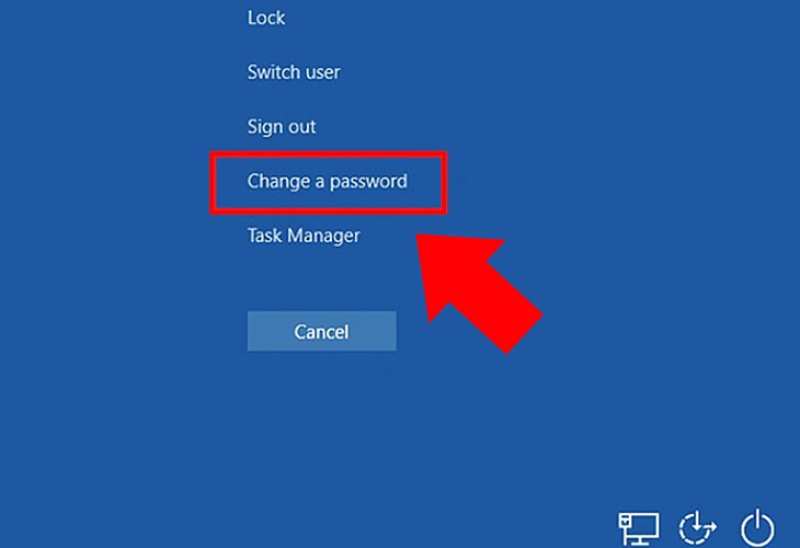 Sau khi nhấn tổ hợp phím, bạn chọn Change a password