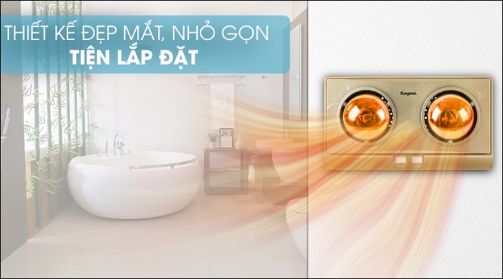 Đèn sưởi nhà tắm Kangaroo KG247V 550W có thiết kế đẹp mắt, tinh xảo, tăng tính thẩm mỹ cho mọi không gian sử dụng