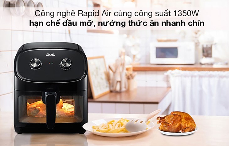 AVA 55K07A 5.5-liter air fryer with Rapid Air technology to reduce oil and fat