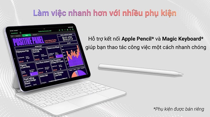 Máy tính bảng iPad Air 5 M1 Wifi 64GB làm việc nhanh hơn nhờ hỗ trợ Apple Pencil và Magic Keyboard Máy tính bảng iPad Air 5 M1 Wifi 64GB làm việc nhanh hơn nhờ hỗ trợ Apple Pencil và Magic Keyboard