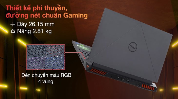 Dell Gaming G15 5530 i7 13650HX có thiết kế đậm chất gaming