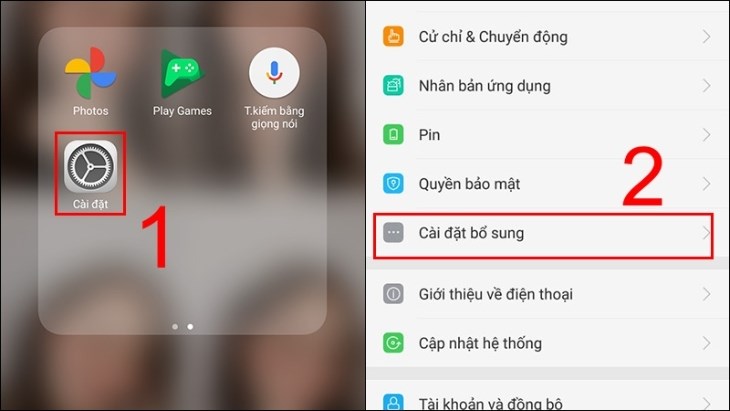 Bạn chọn mục Cài đặt bổ sung