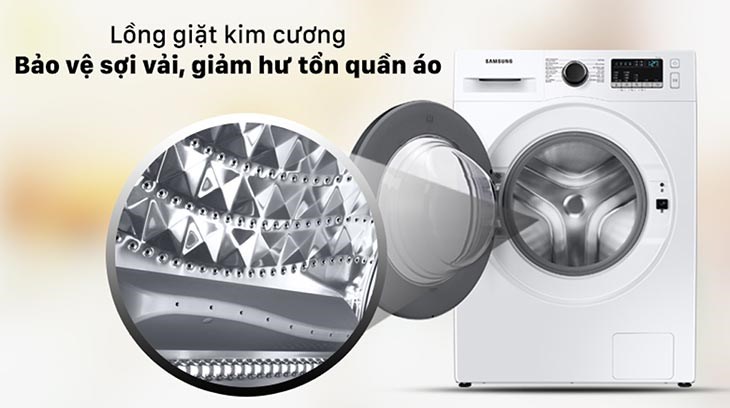 Lồng giặt kim cương được trang bị trên máy giặt Samsung