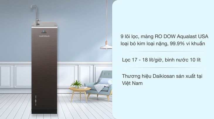 Máy lọc nước RO Daikiosan DXW-33009G 9 lõi được bán với giá 8.490.000 đồng (cập nhật 27/04/2023 và có thể thay đổi theo thời gian)