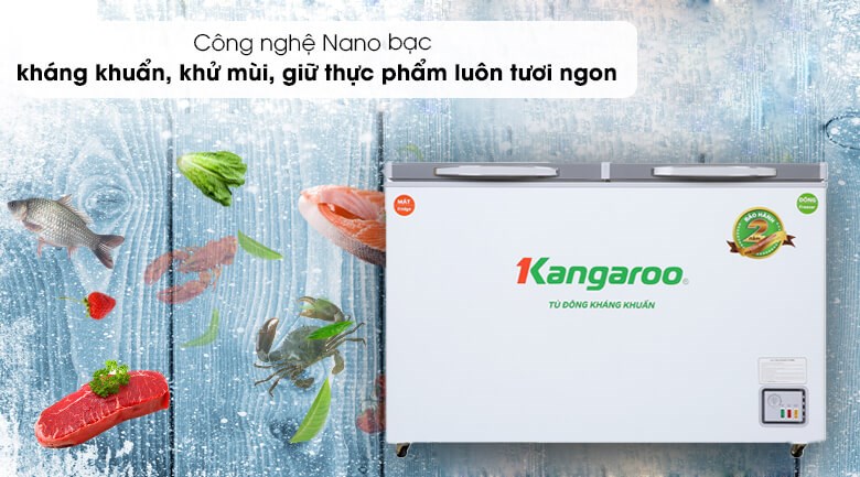 Tủ đông Kangaroo 327 lít KG498KX2  sở hữu công nghệ Nano Silver giúp tiêu diệt vi khuẩn hiệu quả