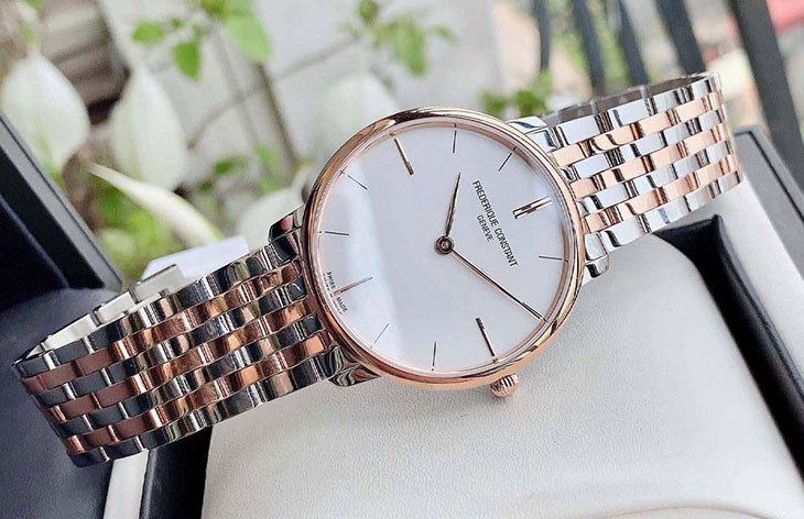 Đồng hồ FREDERIQUE CONSTANT Slimline 39 mm Nam FC-200V5S32B có khung viền thép không gỉ 316L, được mạ PVD cao cấp, chống ăn mòn