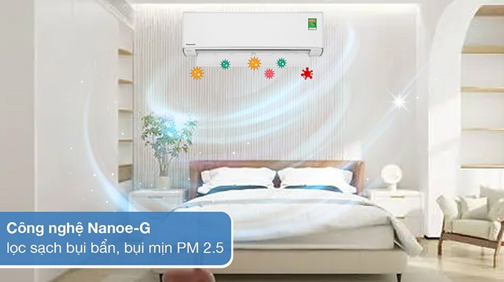 Máy lạnh Panasonic Inverter 1 HP CU/CS-XU9ZKH-8 trang bị công nghệ Nanoe-G lọc sạch bụi bẩn, bụi mịn PM 2.5, cho không gian phòng trong lành