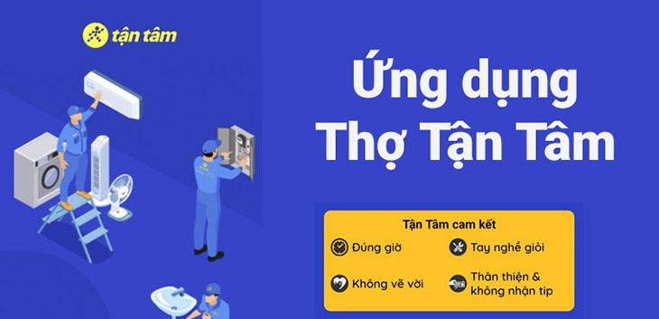 Tải ứng dụng Thợ Tận Tâm để đặt dịch vụ vệ sinh máy lạnh