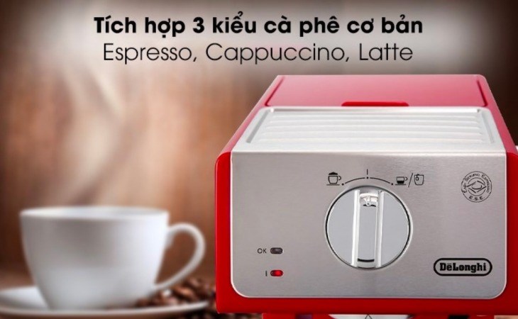 Máy pha cà phê Delonghi ECP33.21.R tích hợp nhiều kiểu cà phê khác nhau, đáp ứng tốt nhu cầu của người dùng