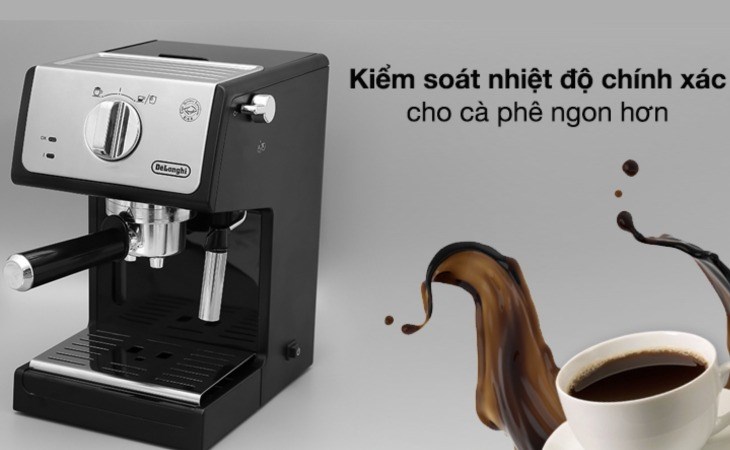Máy pha cà phê Delonghi ECP33.21.BK kiểm soát nhiệt độ chính xác cho hương vị cà phê hấp dẫn hơn