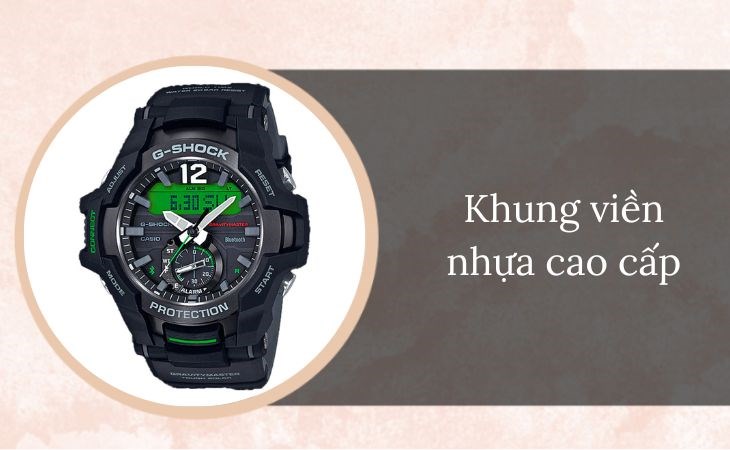 Đồng hồ G-SHOCK GRAVITYMASTER 53.8 mm Nam GR-B100-1A3DR có chất liệu mặt kính làm từ kính khoáng bền bỉ chịu đường va đập