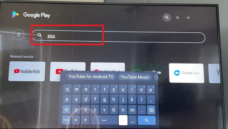 gõ tìm tên YouTube trong ứng dụng