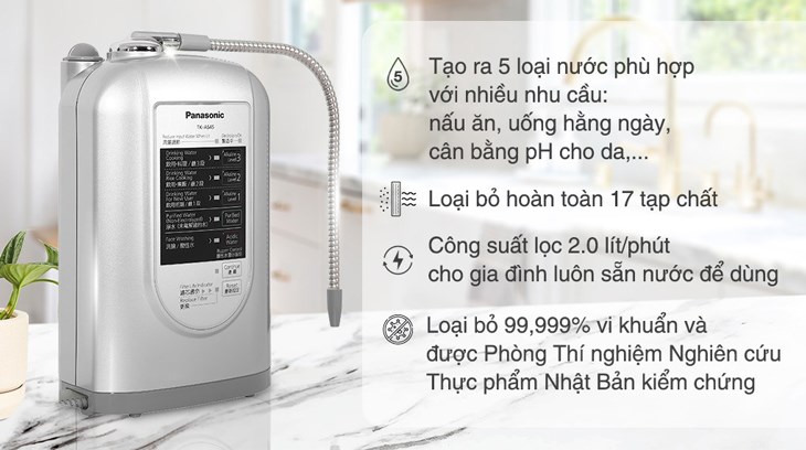 Máy lọc nước ion kiềm Panasonic TK-AS45 3 tấm điện cực trang bị màng lọc MF