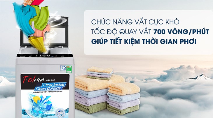 Tiết kiệm thời gian phơi quần áo với chức năng vắt cực khô Tiết kiệm thời gian phơi quần áo với chức năng vắt cực khô