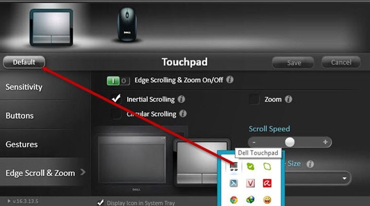 Tắt đi chế độ Touchpad Sensitivity 