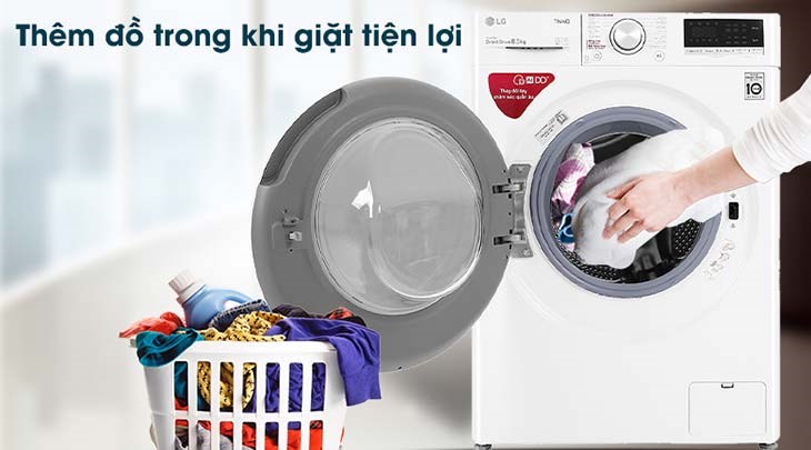 Tính năng thêm đồ trong khi giặt tiện lợi, hạn chế bỏ sót quần áo