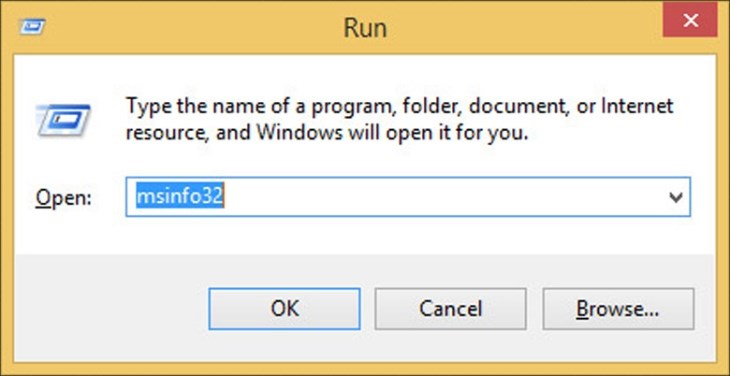 Bạn gõ lệnh msinfo32 vào ô Open