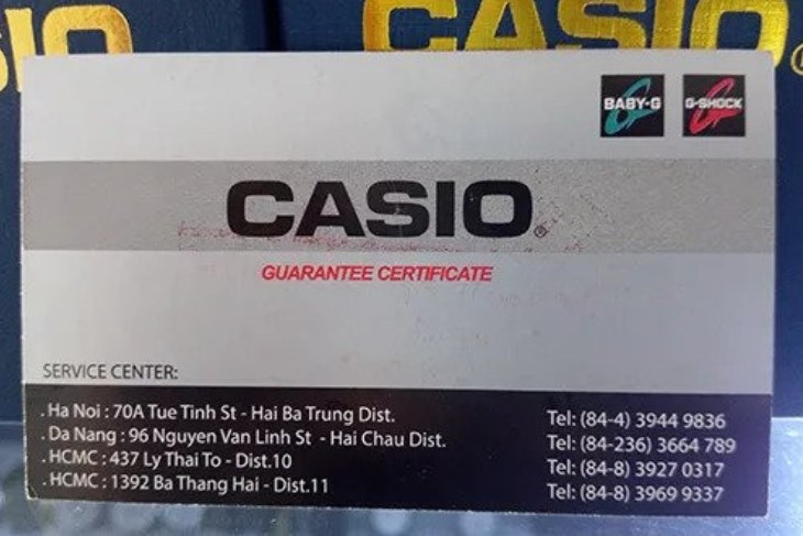 Thẻ bảo hành Casio