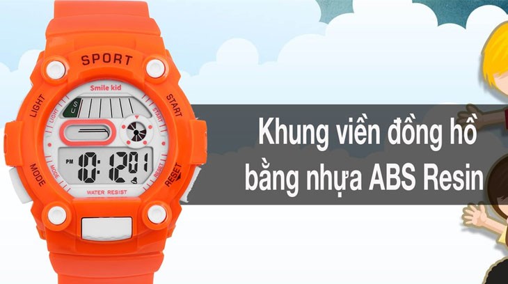 Khung viền của đồng hồ trẻ em Smile Kid được sử dụng toàn bộ  bằng nhựa ABS Resin