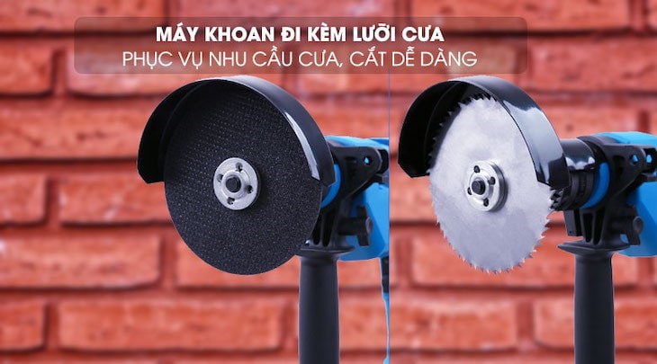 Máy khoan đi kèm lưỡi cưa giúp người dùng dễ dàng thay đổi theo nhu cầu