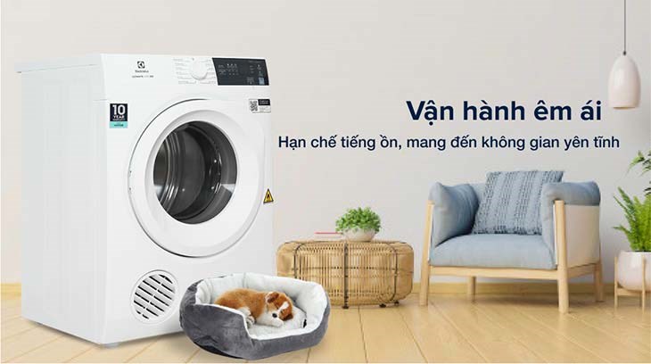 Máy sấy thông hơi Electrolux 7.5 Kg EDV754H3WB vận hành êm ái, hạn chế rung lắc và giảm tiếng ồn