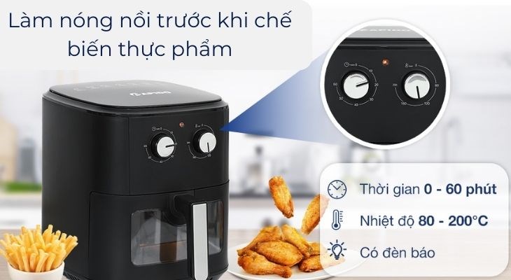 Nồi chiên không dầu Rapido SMART-7.0M 7 lít cần được làm nóng trước khi sử dụng