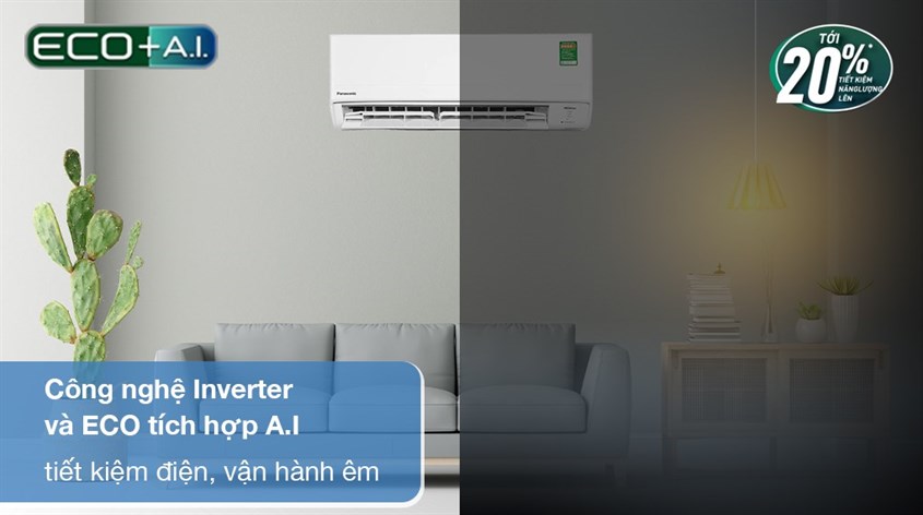 Máy lạnh Panasonic Inverter 1 HP CU/CS-PU9XKH-8M với công nghệ Inverter giúp tiết kiệm điện hiệu quả