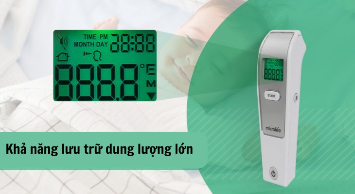 Nhiệt kế Microlife có khả năng lưu trữ dung lượng lớn lên đến 30 lần đo