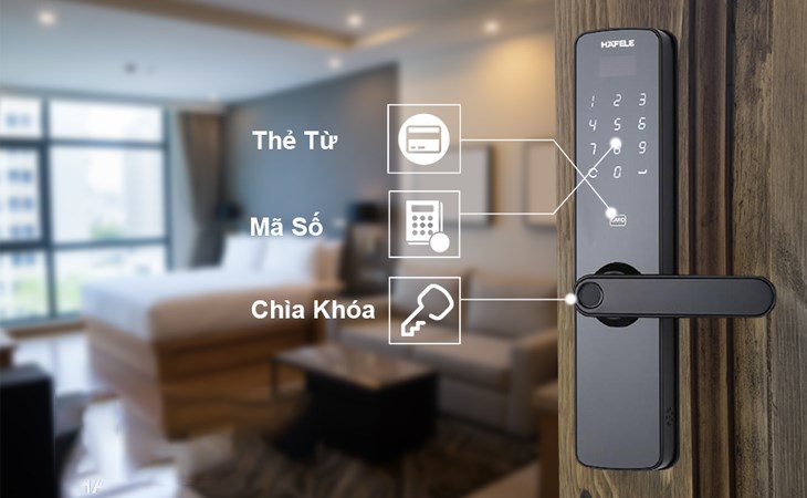 Khóa điện tử Hafele DL7000 có tính bảo mật cao, cho phép bạn có thể mở khóa bằng thẻ từ, dãy số và chìa khóa vô cùng tiện lợi