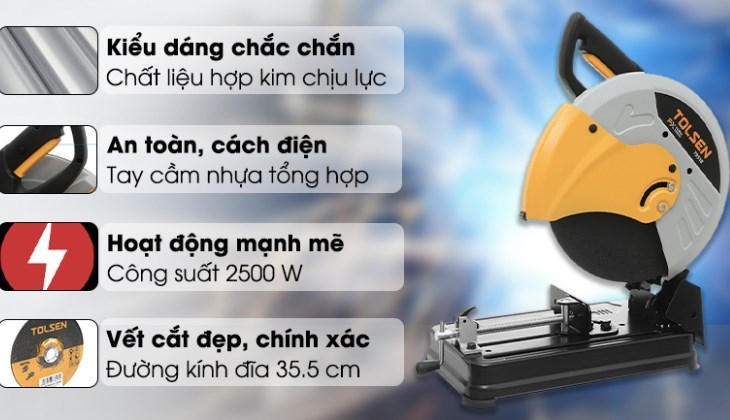 Máy cắt sắt Tolsen 79538 2500W thuộc thương hiệu sản xuất và phân phối dụng cụ cầm tay nổi tiếng đến từ Trung Quốc