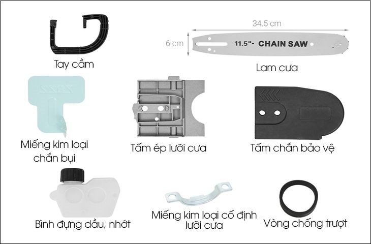 1 Các bộ phận cơ bản của máy mài góc cầm tay Kachi MK-190 850W