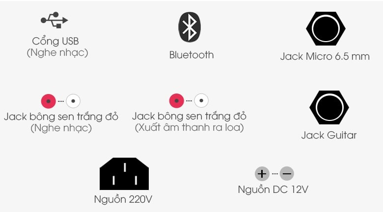 Các cổng kết nối trên loa kéo Jammy